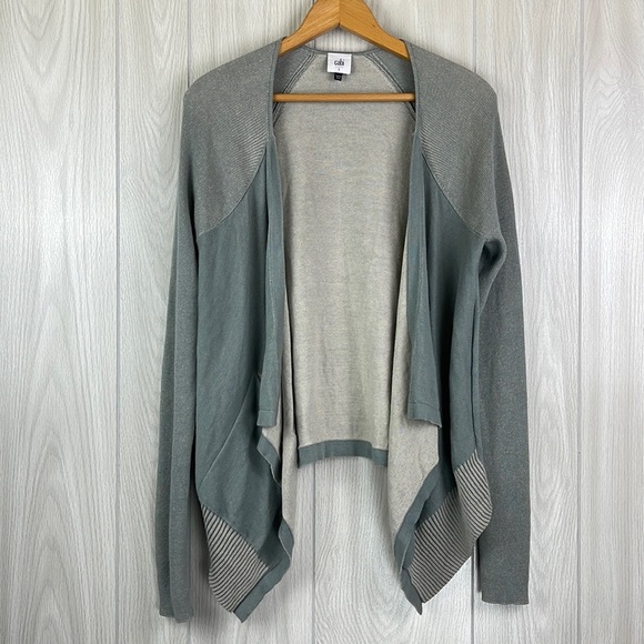 CAbi Sweaters - Cabi Womens Sage Gray Knit Waterfall Cardigan Size Small Closet Essential